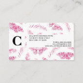Girly Pink White Butterflies Waterverf Pattern Visitekaartje (Achterkant)