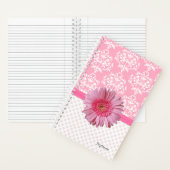 Girly Pink & White Damask Notitieboek (Binnen)