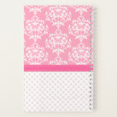 Girly Pink & White Damask Notitieboek (Achterkant)