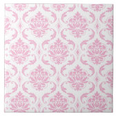 Girly Pink White  Damask Pattern Tegeltje (Voorkant)