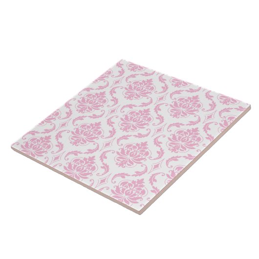 Girly Pink White  Damask Pattern Tegeltje (Zijkant)