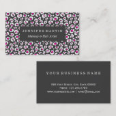 Girly Pink White en Black Leopard Print Visitekaartje (Voorkant / Achterkant)