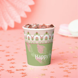 Girly Pink White en Green Papieren Bekers