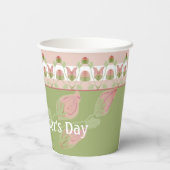 Girly Pink White en Green Papieren Bekers (Achterkant)