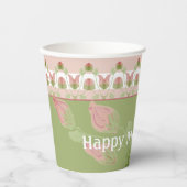 Girly Pink White en Green Papieren Bekers (Voorkant)