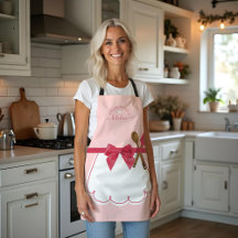 Girly Pink White Fake Apron Baking Spoon & Spatula