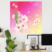 Girly Pink White Floral Collage Poster (Thuiskantoor)