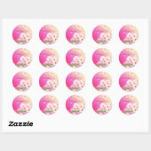Girly Pink White Floral Collage Ronde Sticker (Vel)
