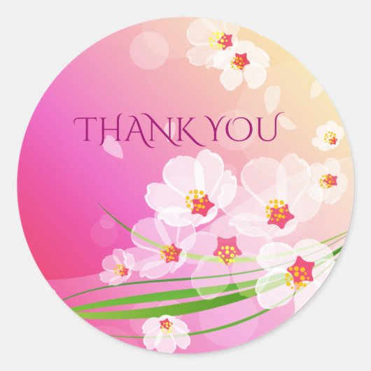 Girly Pink White Floral Collage Ronde Sticker (Voorkant)