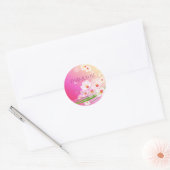 Girly Pink White Floral Collage Ronde Sticker (Envelop)