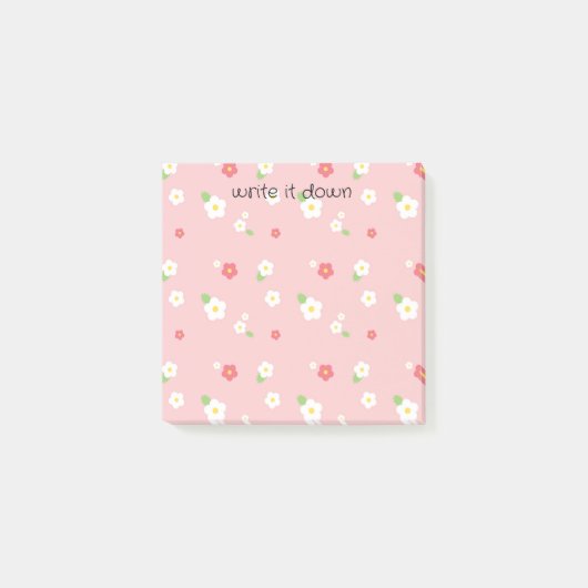 Girly Pink & White Flowers Schrijf het op Post-it® Notes (Voorkant)
