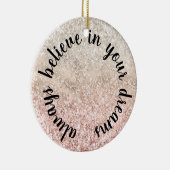 Girly Pink White Glitz Glitter Quote Keramisch Ornament (Rechts)