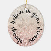 Girly Pink White Glitz Glitter Quote Keramisch Ornament (Links)