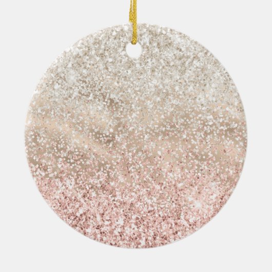 Girly Pink White Glitz Glitter Quote Keramisch Ornament (Achterkant)