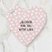 Girly Pink White Hearts Bedankjes Labels (Voorkant)