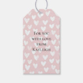Girly Pink White Hearts Cadeaulabel (Voorkant)