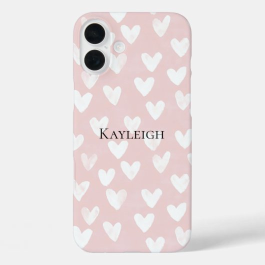 Girly Pink White Hearts Case-Mate iPhone Case (Achterkant)