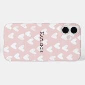 Girly Pink White Hearts Case-Mate iPhone Case (Achterkant (horizontaal))