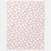 Girly Pink White Hearts Fleece Deken (Voorkant)