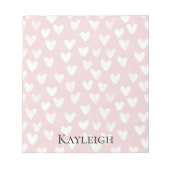 Girly Pink White Hearts Notitieblok (Voorkant)