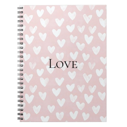 Girly Pink White Hearts Notitieboek (Voorkant)