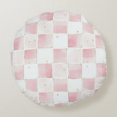 Girly Pink White Hearts Rond Kussen (Achterkant)