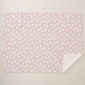 Girly Pink White Hearts Sherpa Deken (Voorkant (horizontaal))