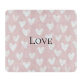 Girly Pink White Hearts Snijplank (Voorkant)