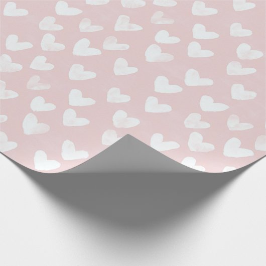 Girly Pink White Hearts Verjaardag Cadeaupapier (Hoek)
