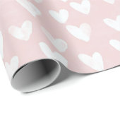 Girly Pink White Hearts Verjaardag Cadeaupapier (Rol Hoek)