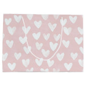 Girly Pink White Hearts Verjaardag Groot Cadeauzakje (Achterkant)