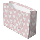 Girly Pink White Hearts Verjaardag Groot Cadeauzakje (Achterkant Gekanteld)