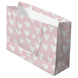 Girly Pink White Hearts Verjaardag Groot Cadeauzakje
