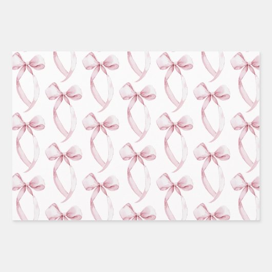 Girly Pink White Hearts Verjaardag Inpakpapier Vel (Voorkant 3)