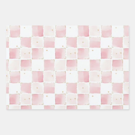Girly Pink White Hearts Verjaardag Inpakpapier Vel (Voorkant 2)