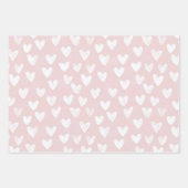 Girly Pink White Hearts Verjaardag Inpakpapier Vel (Voorkant)