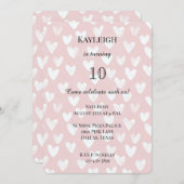 Girly Pink White Hearts Verjaardag Kaart (Voorkant / Achterkant)