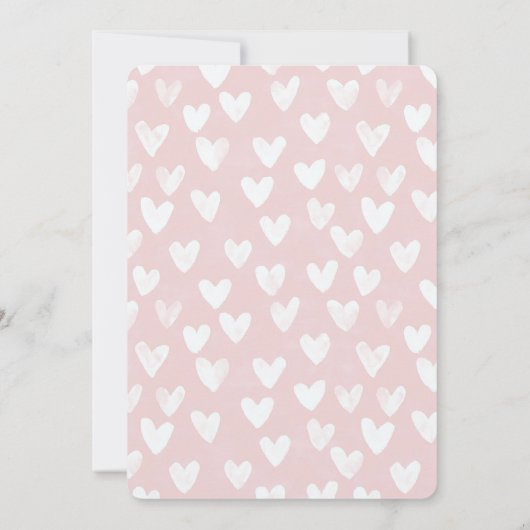 Girly Pink White Hearts Verjaardag Kaart (Achterkant)