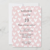 Girly Pink White Hearts Verjaardag Kaart (Voorkant)