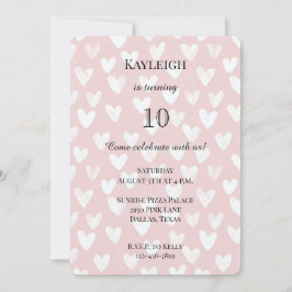 Girly Pink White Hearts Verjaardag Kaart