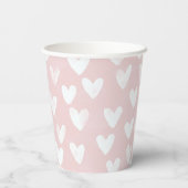 Girly Pink White Hearts Verjaardag Papieren Bekers (Achterkant)