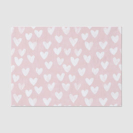 Girly Pink White Hearts Verjaardag Tissuepapier