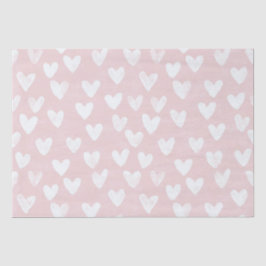 Girly Pink White Hearts Verjaardag Tissuepapier
