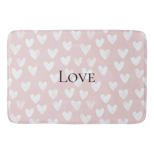 Girly Pink White Hearts Vrijgezellenfeest Badmat (Voorkant)