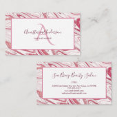 Girly Pink White Marble Glitter Elegant Monogram Visitekaartje (Voorkant / Achterkant)