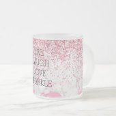 Girly Pink White Marble Glitter Sparkle Matglas Koffiemok (Voorkant rechts)