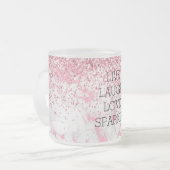 Girly Pink White Marble Glitter Sparkle Matglas Koffiemok (Voorkant links)