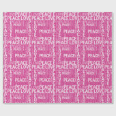 Girly Pink White Peace Love Cadeaupapier (Vlak)