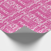 Girly Pink White Peace Love Cadeaupapier (Hoek)