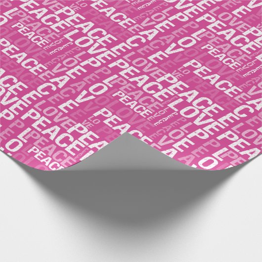 Girly Pink White Peace Love Cadeaupapier (Hoek)